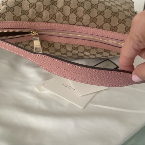 Gucci GG Monogram Canvas Baby Pink Leather Tote - Picture 6 of 6